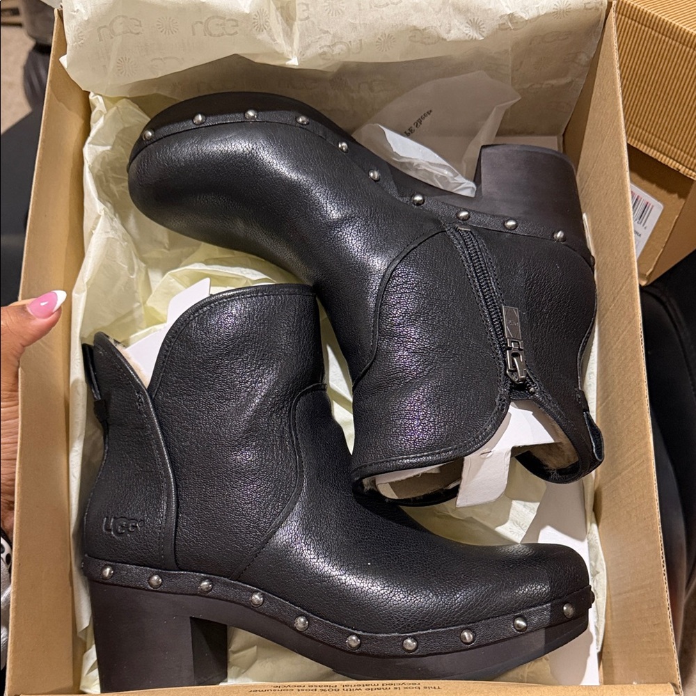 UGG Women's Black Studded Heeled Boots